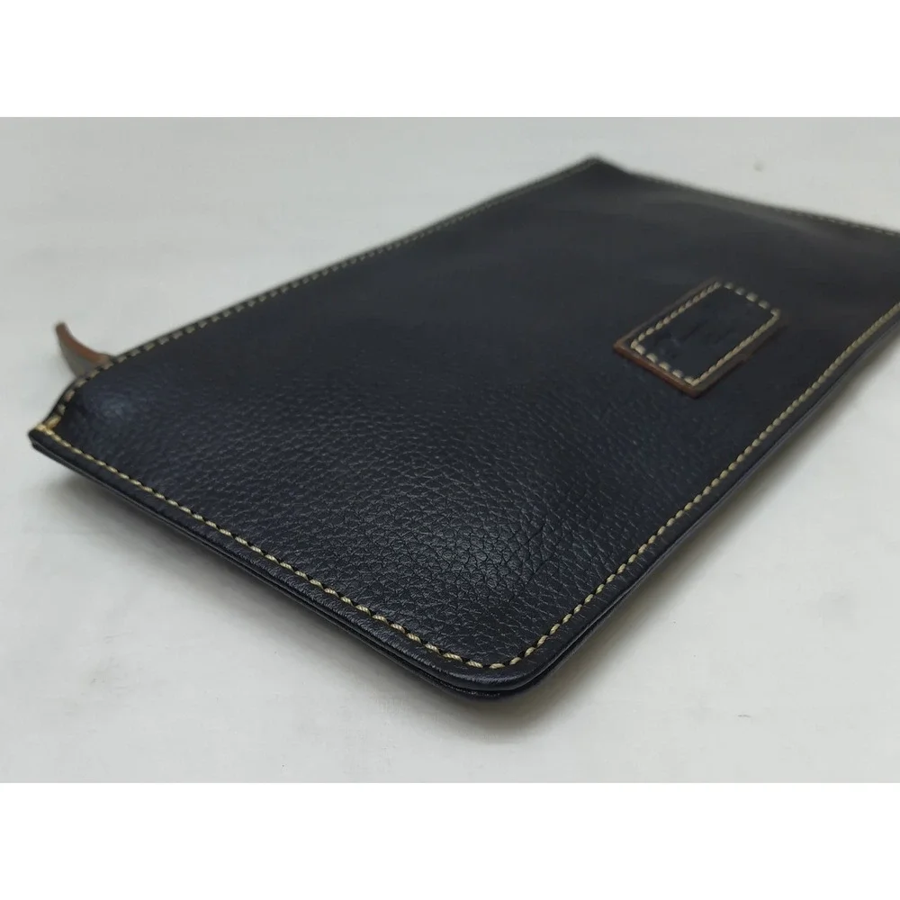 Dooney & Bourke Black Pebbled Leather Zipper Closure Coin Wallet